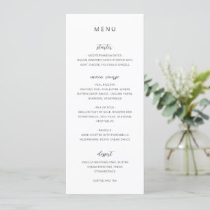 Menu Mariage élégant monogramme noir et blanc