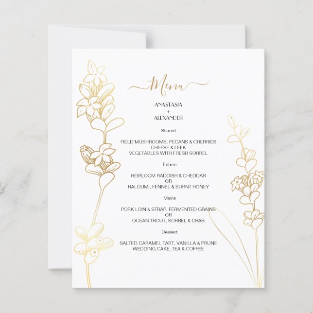 MENU MARIAGE Élégant pour le budget. MENU (Devant)
