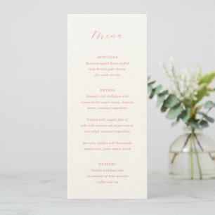 Menu Mariage élégant rose corail traditionnel