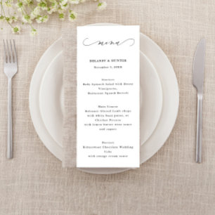 Menu mariage, Élégant Script Minimaliste Grand