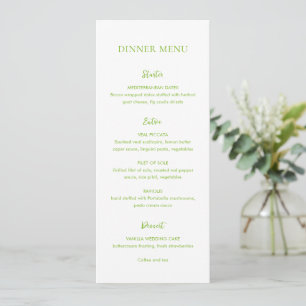 Menu Mariage élégant vert vibrant propre