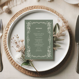 Menu Mariage élégant victorien vert sauge