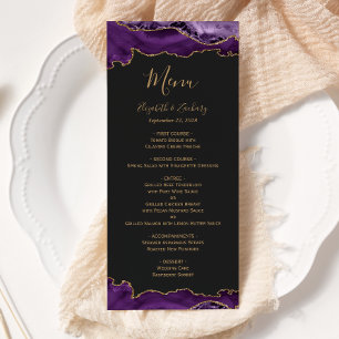 Menu Mariage Élégant Violet Agate Or Foncé