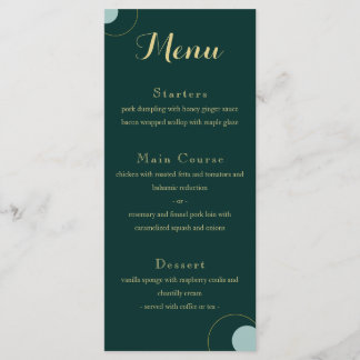 Menu Mariage Emerald and Gold Art Déco