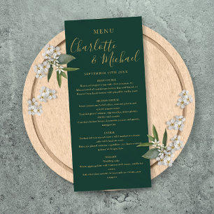 Menu Mariage Emerald Green And Gold Elegant Script
