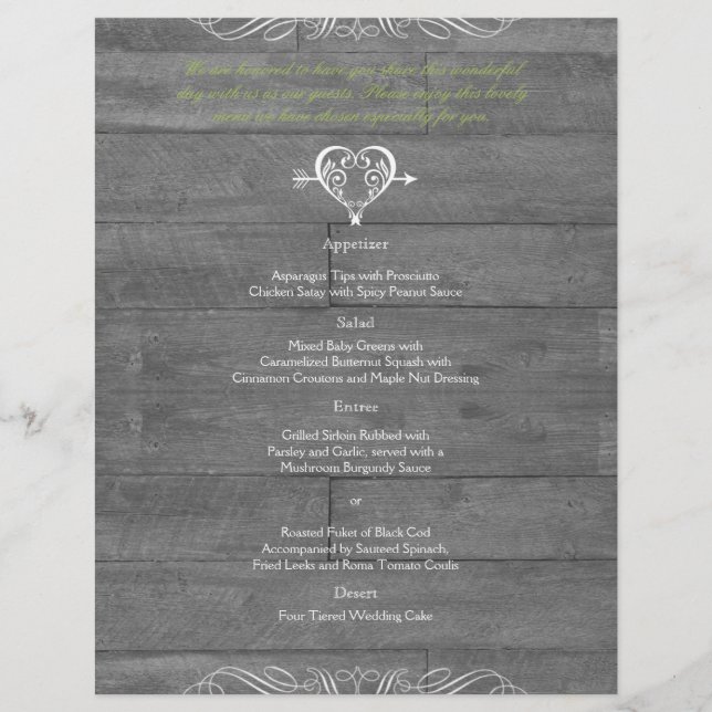 Menu Mariage en bois rustique moderne (Devant)