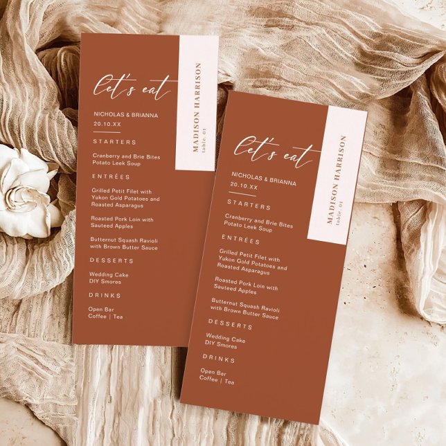 Menu Mariage en terre cuite Boho Fall (Créateur téléchargé)