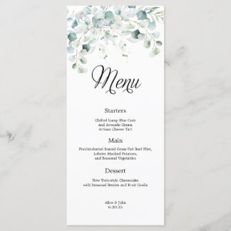 Menu Mariage Eucalyptus Green