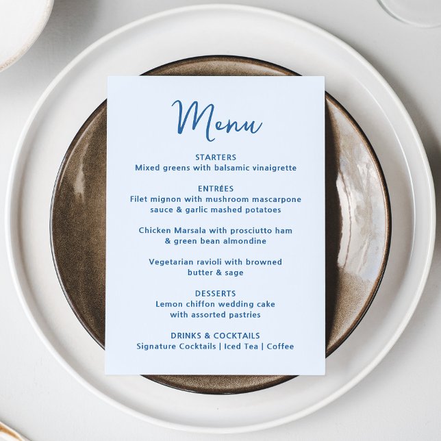 Menu Mariage Fantaisiste Cœur Bleu (Créateur téléchargé)