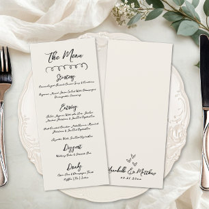 Menu Mariage Fantaisiste de Style Rétro Dessiné à la Ma