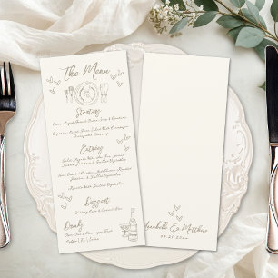 Menu Mariage Fantaisiste Dessiné à la Main
