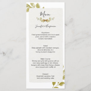 Menu Mariage Feuille Acorns Oak  