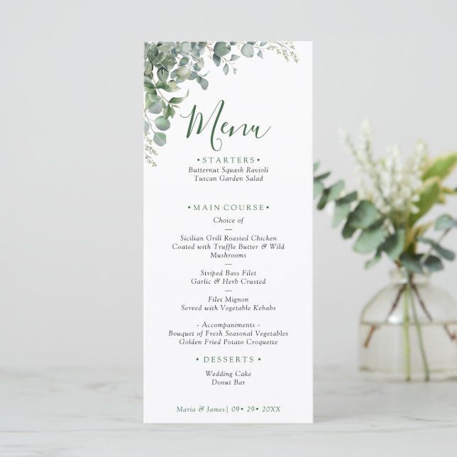 Menu Mariage Feuille de l'Eucalyptus (Debout devant)