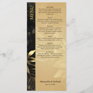 Menu Mariage Feuille moderne Black Gold Tropical