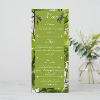 Menu Mariage Feuille vert