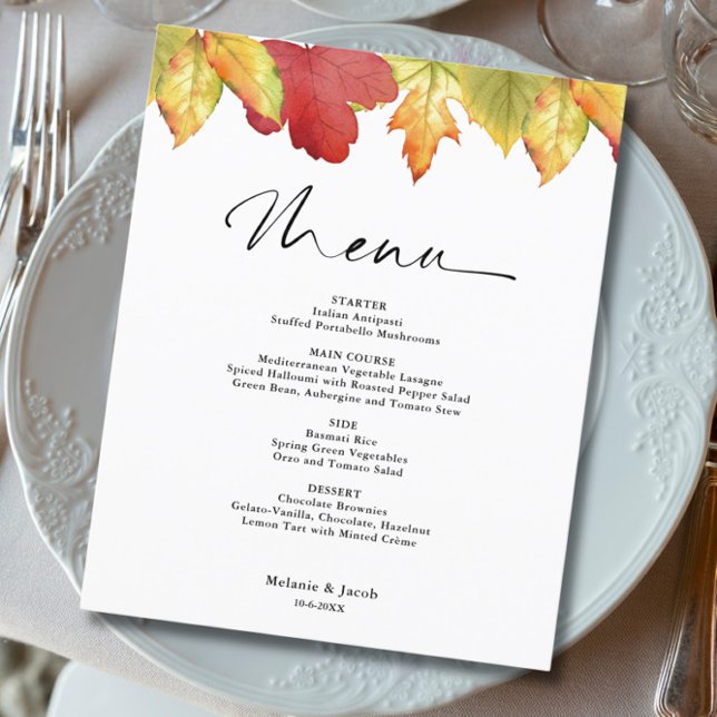 Menu Mariage Feuilles d'automne du budget (Créateur téléchargé)