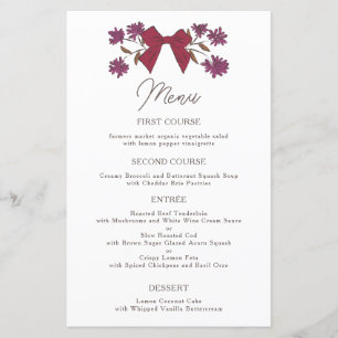 Menu Mariage Fleur Magenta Bows