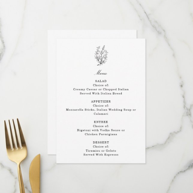 Menu Mariage fleur sauvage (Devant/Arrière en situation)