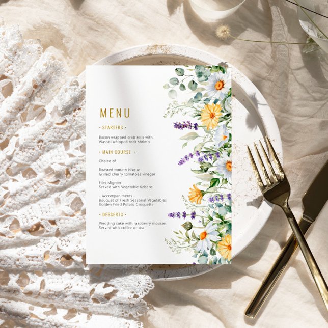 Menu Mariage Fleur sauvage Chamomile & Eucalyptus (Créateur téléchargé)
