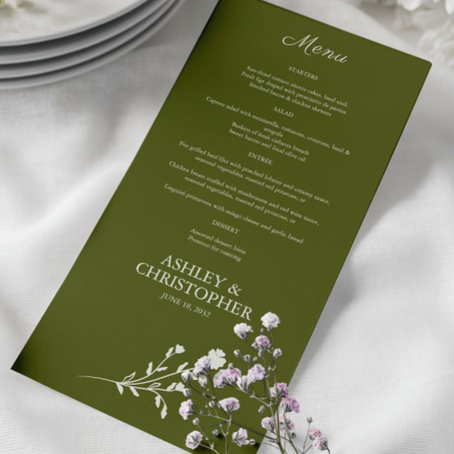 Menu Mariage Fleur sauvage couleur d'eau violet (Créateur téléchargé)