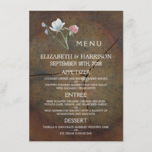 Menu Mariage fleur sauvage en chêne