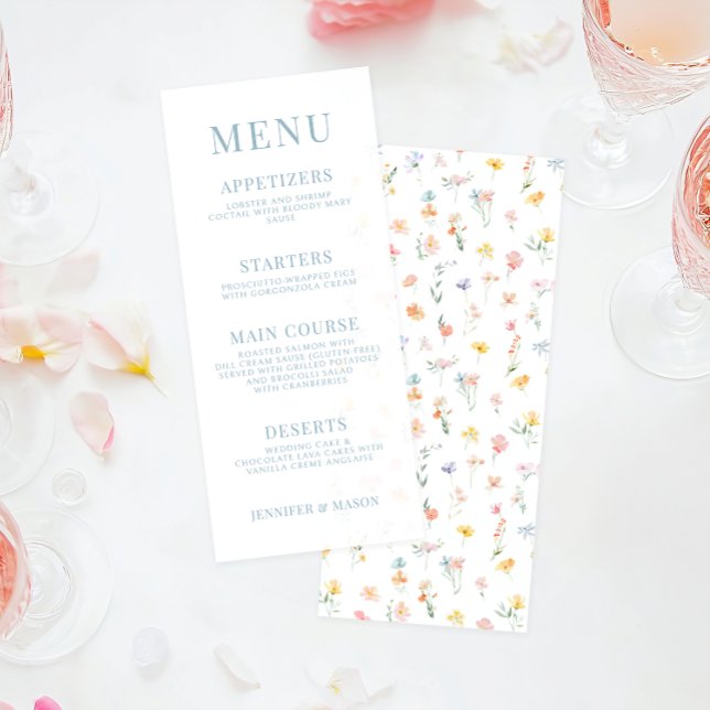 Menu Mariage Fleur sauvage Fleur de prairie coloré (Créateur téléchargé)