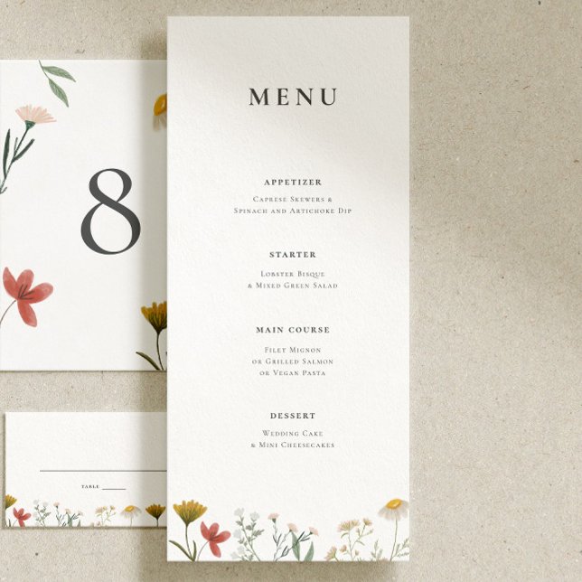 Menu Mariage Fleur sauvage Leander (Créateur téléchargé)