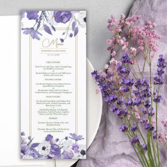 Menu Mariage fleur sauvage Mauve violet (Créateur téléchargé)