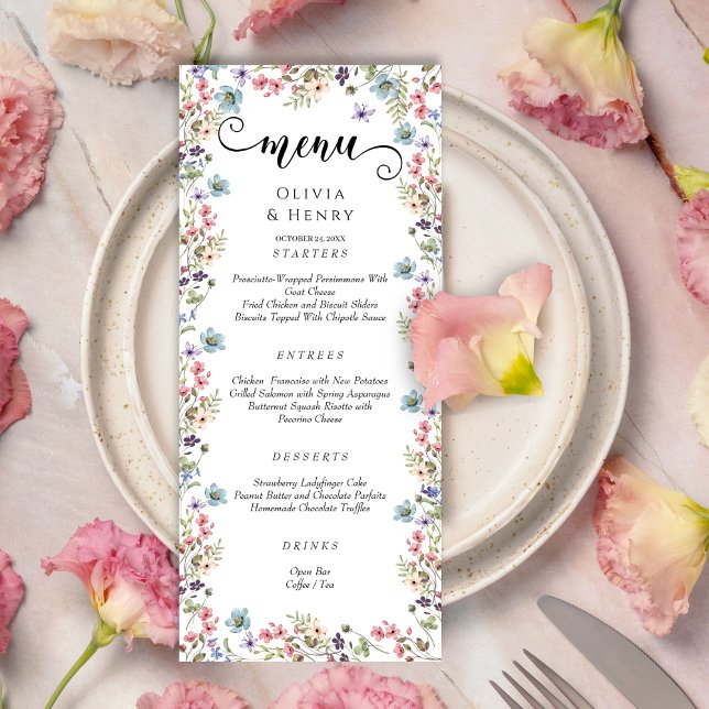 Menu Mariage Fleur sauvage rustique moderne (Créateur téléchargé)