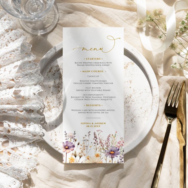 Menu Mariage Fleur sauvage violet (Créateur téléchargé)