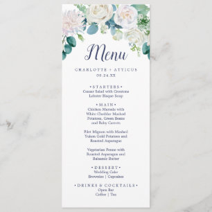 Menu Mariage Fleurs blanches classiques