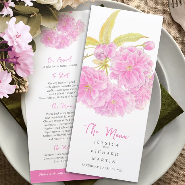 Menu mariage fleurs rose double fleurs (Créateur téléchargé)