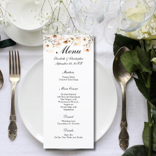 Menu Mariage Fleurs Sauvages Bohème Couleurs Neutres