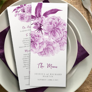 Menu mariage fleurs violettes à double fleur