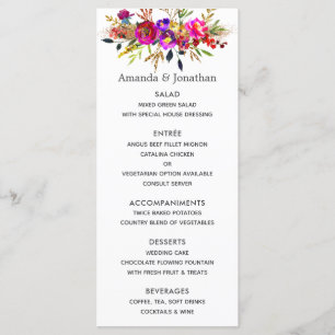Menu Mariage Floral Aquarelle