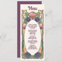 Menu Mariage Floral Art Nouveau