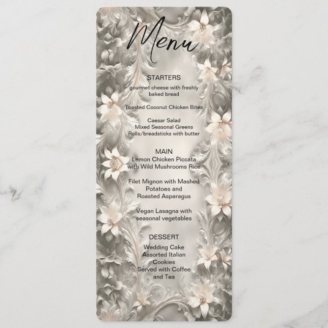 Menu Mariage Floral Blanc (Devant)