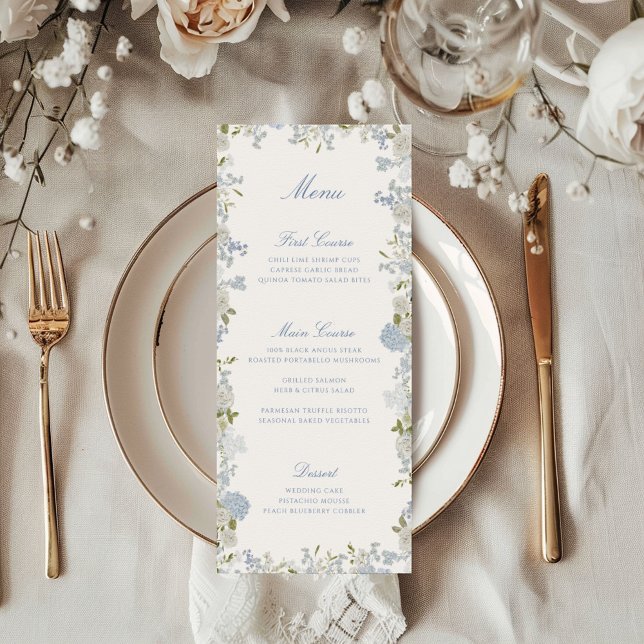 Menu Mariage floral bleu doux romantique (Créateur téléchargé)