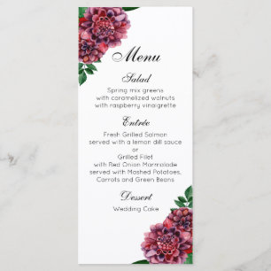 Menu Mariage floral bourguignon. Fleur de dahlias à l'a