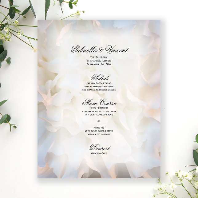 Menu Mariage Floral Carnation blanche (Créateur téléchargé)