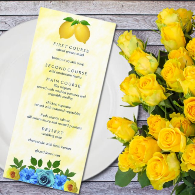 Menu Mariage floral citron soleil (Créateur téléchargé)