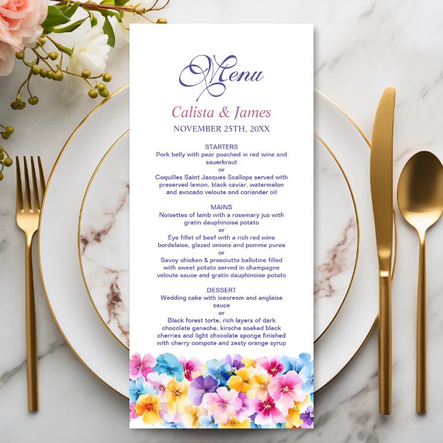 Menu Mariage floral coloré (Créateur téléchargé)