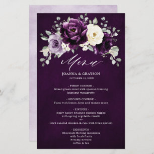 Menu Mariage floral d'aubergine de prune violette