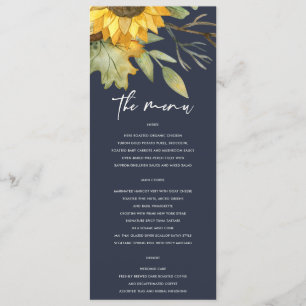 MENU MARIAGE FLORAL DE LA MARINE SUNFLOWER AUTUMN WATER