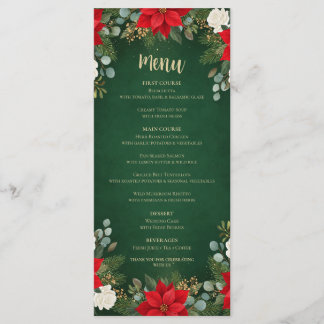 Menu Mariage Floral de Noël en Velours Vert d'Hiver