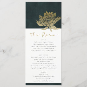 MENU MARIAGE FLORAL D'ÉMERAUDE VERT D'OR CLASSÉ LOTUS