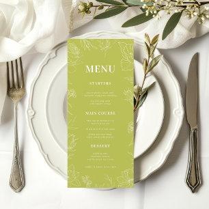 Menu Mariage Floral Éclos Frais Vert Citron Clair Dessi