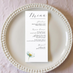 Menu Mariage floral élégant à l'aquarelle Daisy