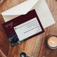 Menu Mariage floral gothique foncé Bourgogne Menu 