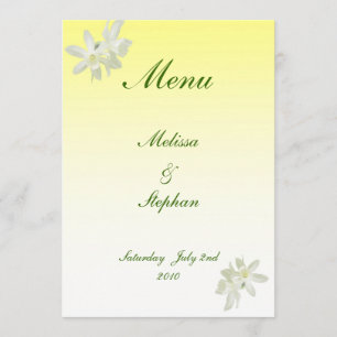 Menu Mariage Floral Jaune